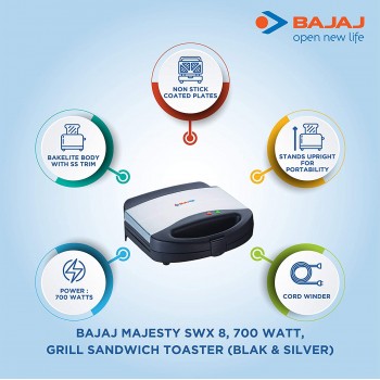 Bajaj Majesty New SWX 8 Sandwich Grill Toaster