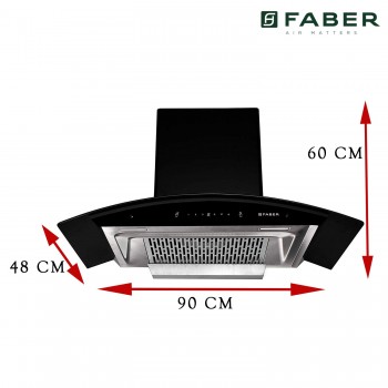 Faber 90 cm 1200 m3/hr Heat Auto Clean Chimney (Hood Crest Plus HC SC BK 90)