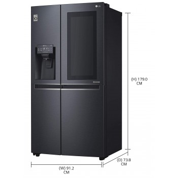 LG 668 L InstaView Door-in-Door Frost-Free Side-By-Side Refrigerator (GC-X247CQAV)